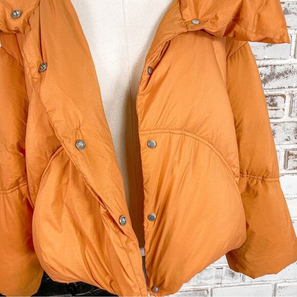 Gentle Herd Spice Orange Down Filled Short Quilted Retro Puffer Jacket Coat NWT - Picture 8 of 12